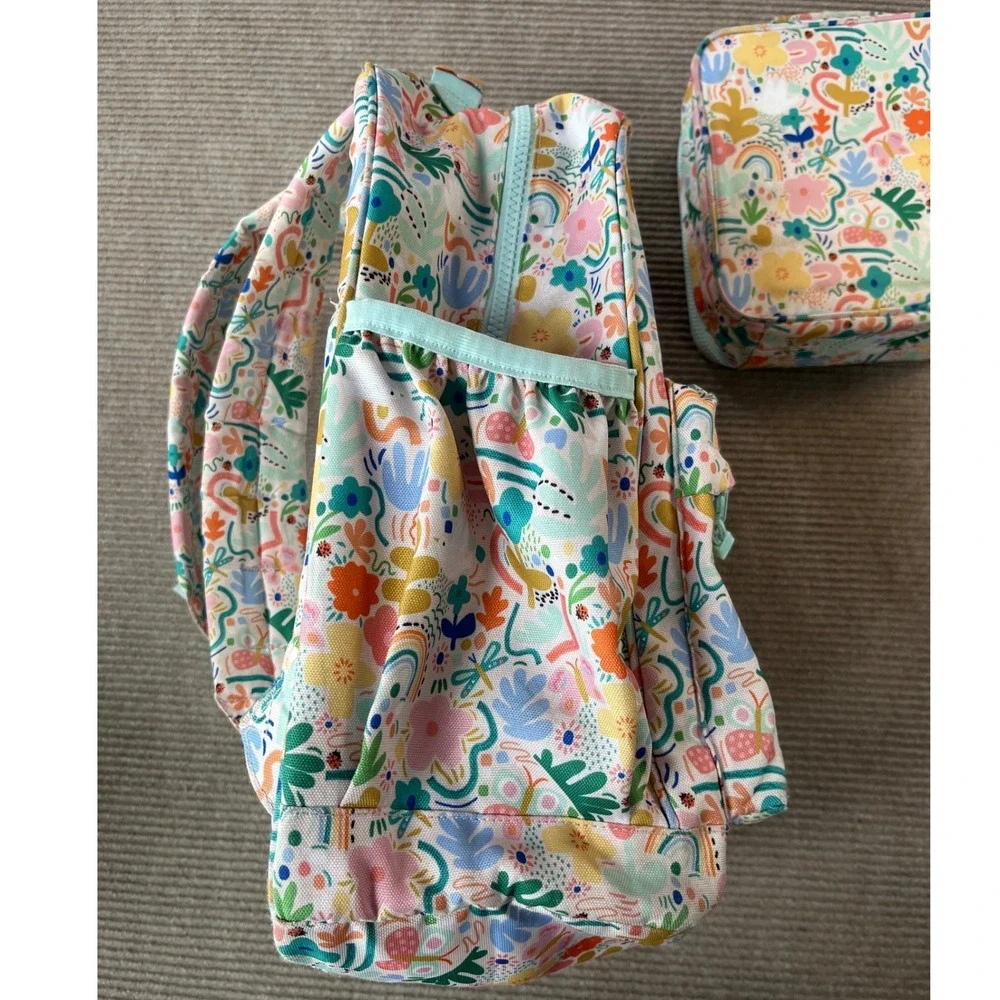 Crate & Kids Floral Rainbow Backpack and Lunch Box Set Embroidered 'Finley'